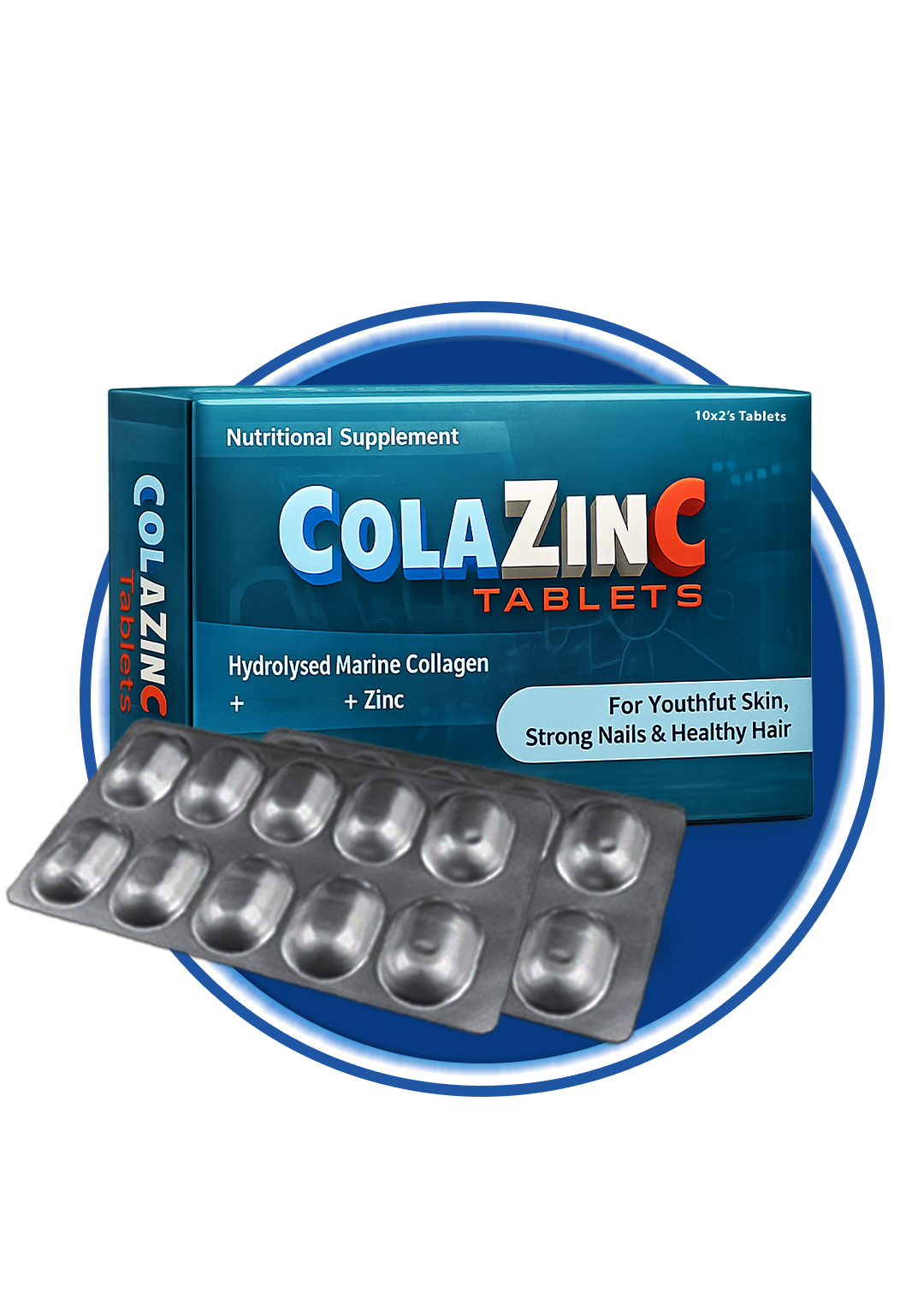 BEAUTON ColaZinc Tablets bottle with colorful packaging and tablets inside, dietary zinc supplement for immune support.