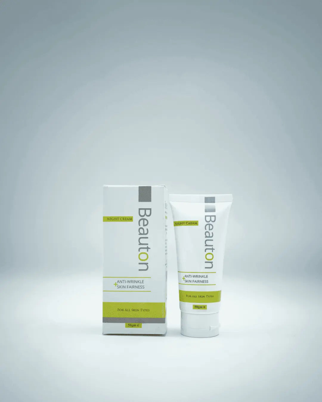 Person with visibly smoother, more youthful, and radiant skin, showcasing results of Beauton Night Cream reducing fine lines and dark spots.