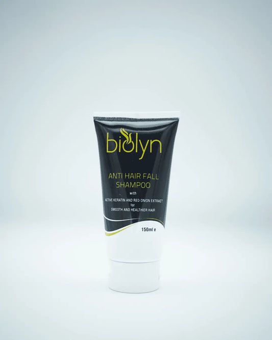 Close-up of visibly fuller, softer, and more resilient hair, demonstrating the results of using Biolyn Anti-Hair Fall Shampoo.