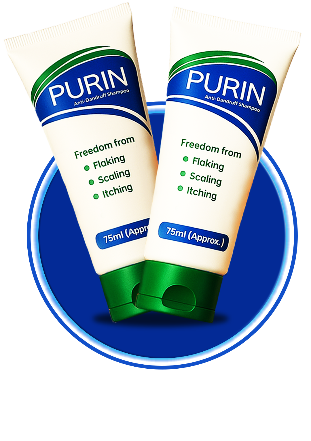 Purin Anti Dandruff Shampoo bottle by Incepta Pharma with label detail and product design on a white background.