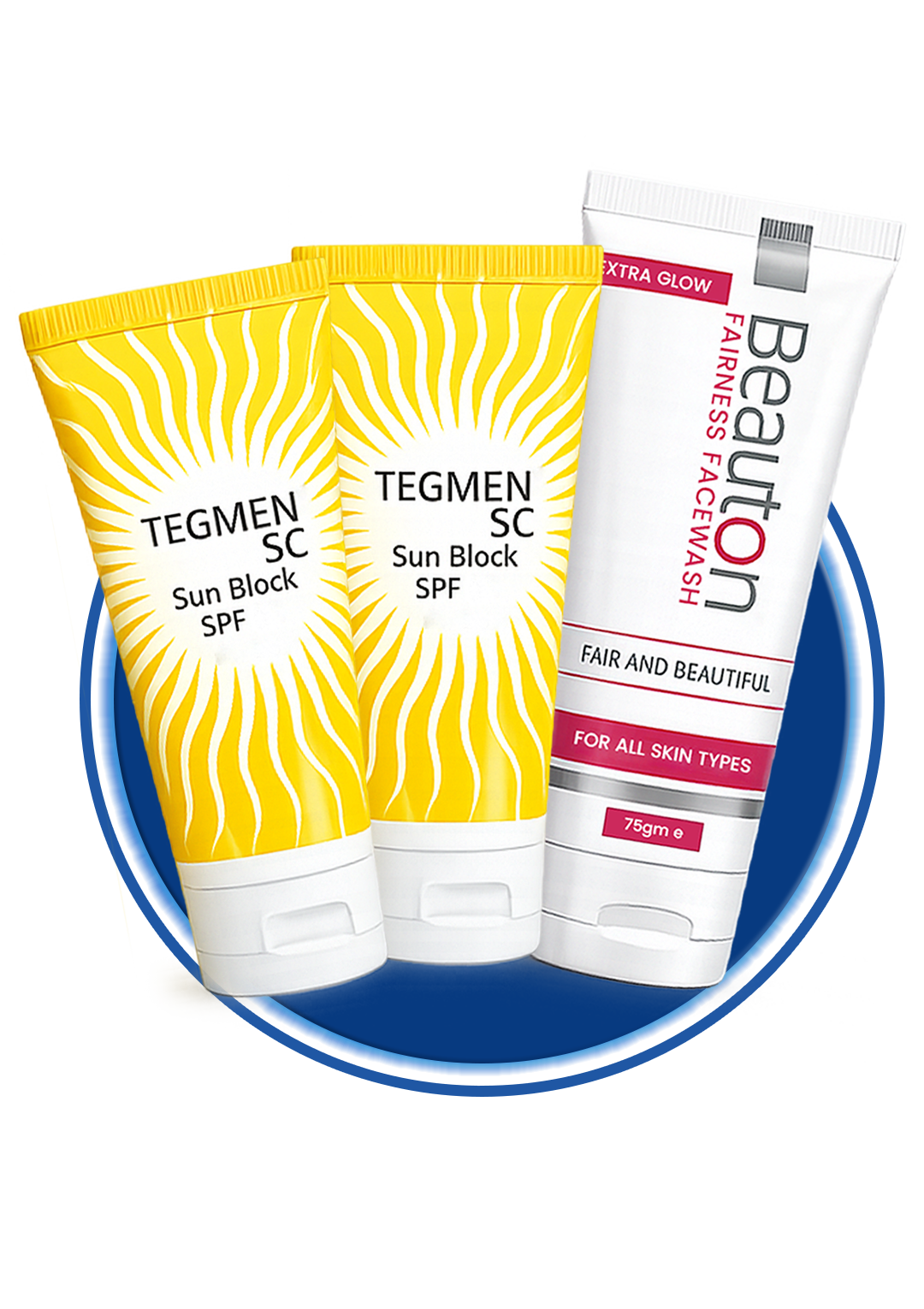 2 Tegmen SC Sunblocks + 1 Beauton Fairness Facewash