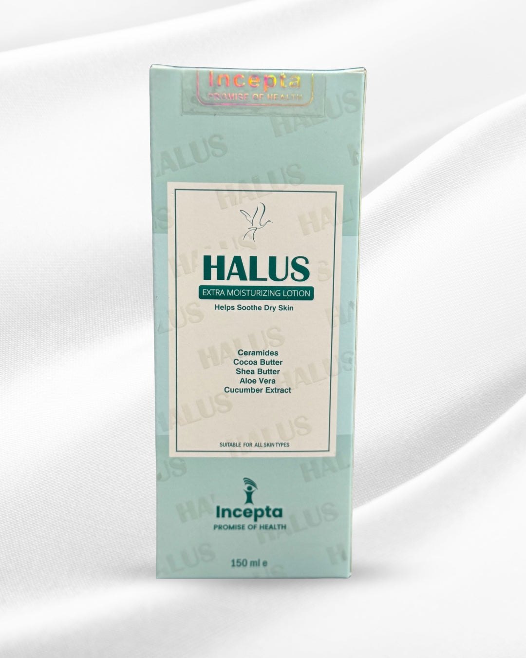 HALUS skincare product packaging on a white background
