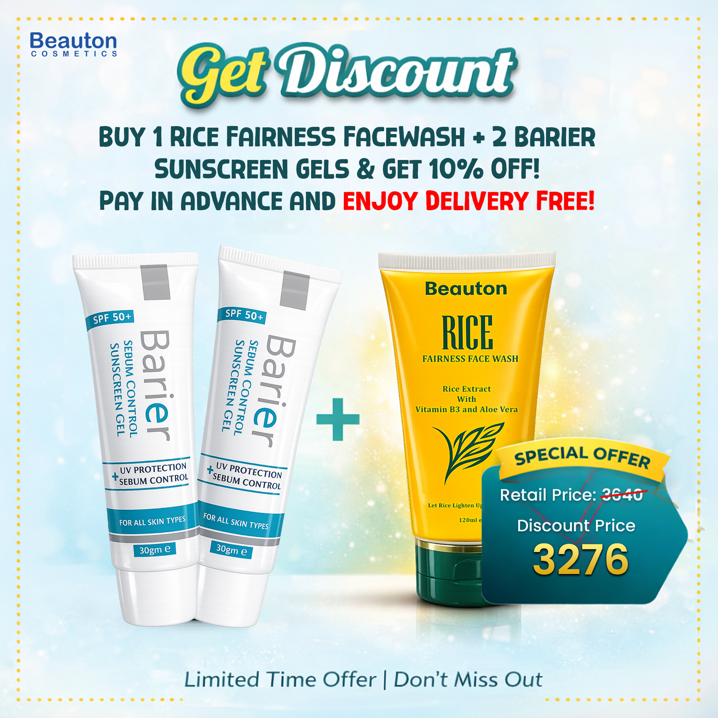 Rice Fairness Facewash with Barier sunscreen Gel