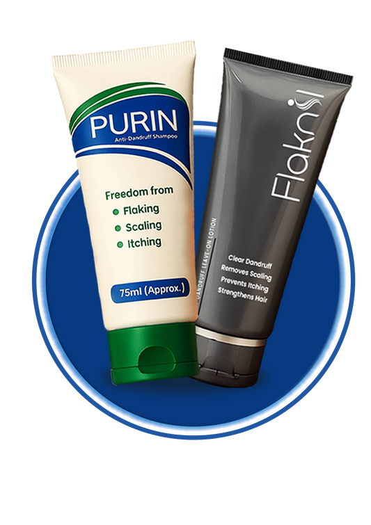 Beauton Cosmetics anti-dandruff combo with shampoo and treatment bottles, designed to combat dandruff and soothe the scalp.