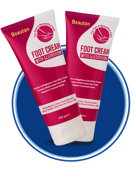 Cream tube labeled Beauton Foot Cream from Beauton Cosmetics, designed for nourishing and moisturizing feet.