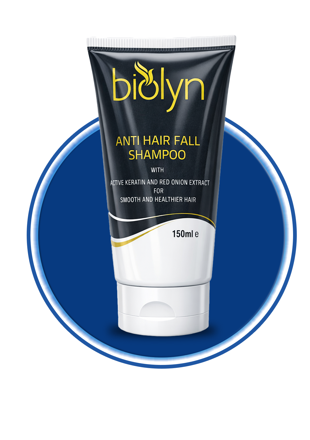 Biolyn Anti Hair Fall Shampoo by Incepta Pharma, clear bottle with label, showing the shampoo's packaging and branding.