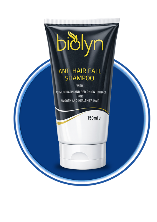 Biolyn Anti Hair Fall Shampoo by Incepta Pharma, clear bottle with label, showing the shampoo's packaging and branding.
