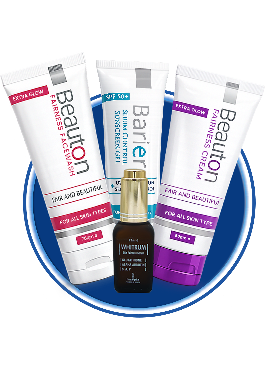 Beauton Cosmetics Fairness Diamond Combo with skincare products in elegant packaging, designed to brighten and enhance skin tone.