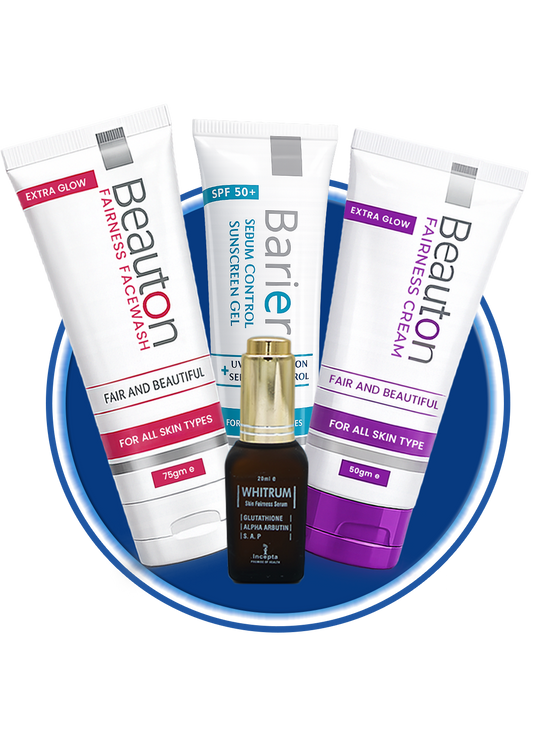 Beauton Cosmetics Fairness Diamond Combo with skincare products in elegant packaging, designed to brighten and enhance skin tone.