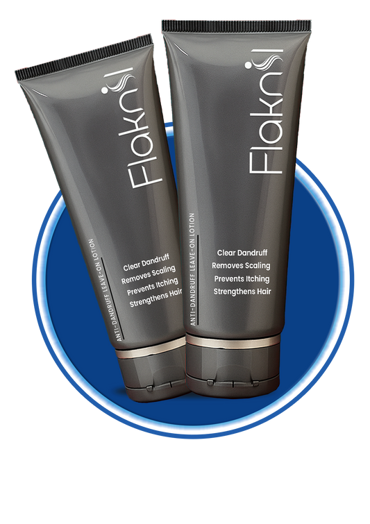 Beauton Cosmetics FLAKNIL Anti-Dandruff Leave-On Lotion bottle with label and applicator, designed for scalp dandruff treatment.