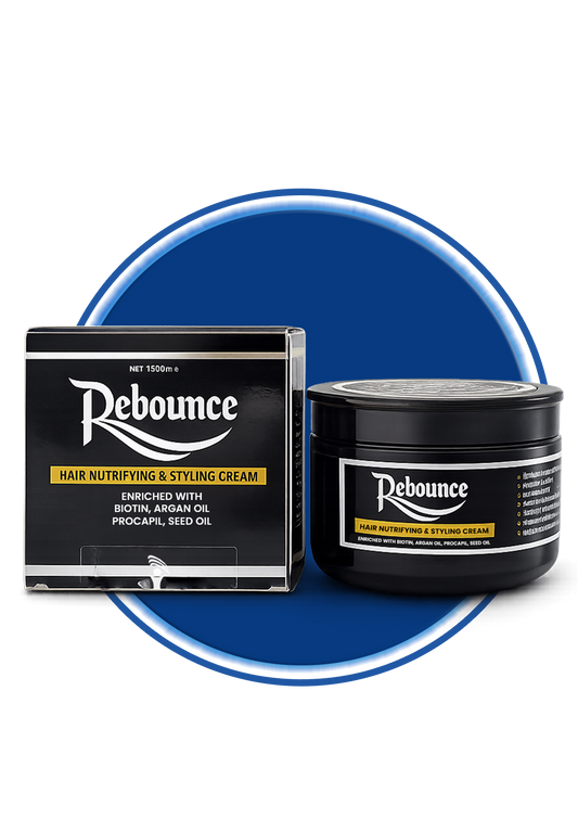 Beauton Cosmetics Rebounce Hair Nutrifying and Styling Cream jar with product label and textured cream inside