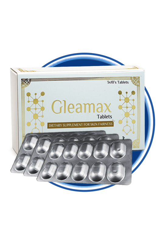 BEAUTON Gleamax Tablets in a bottle, showing the label and tablets inside on a white background.