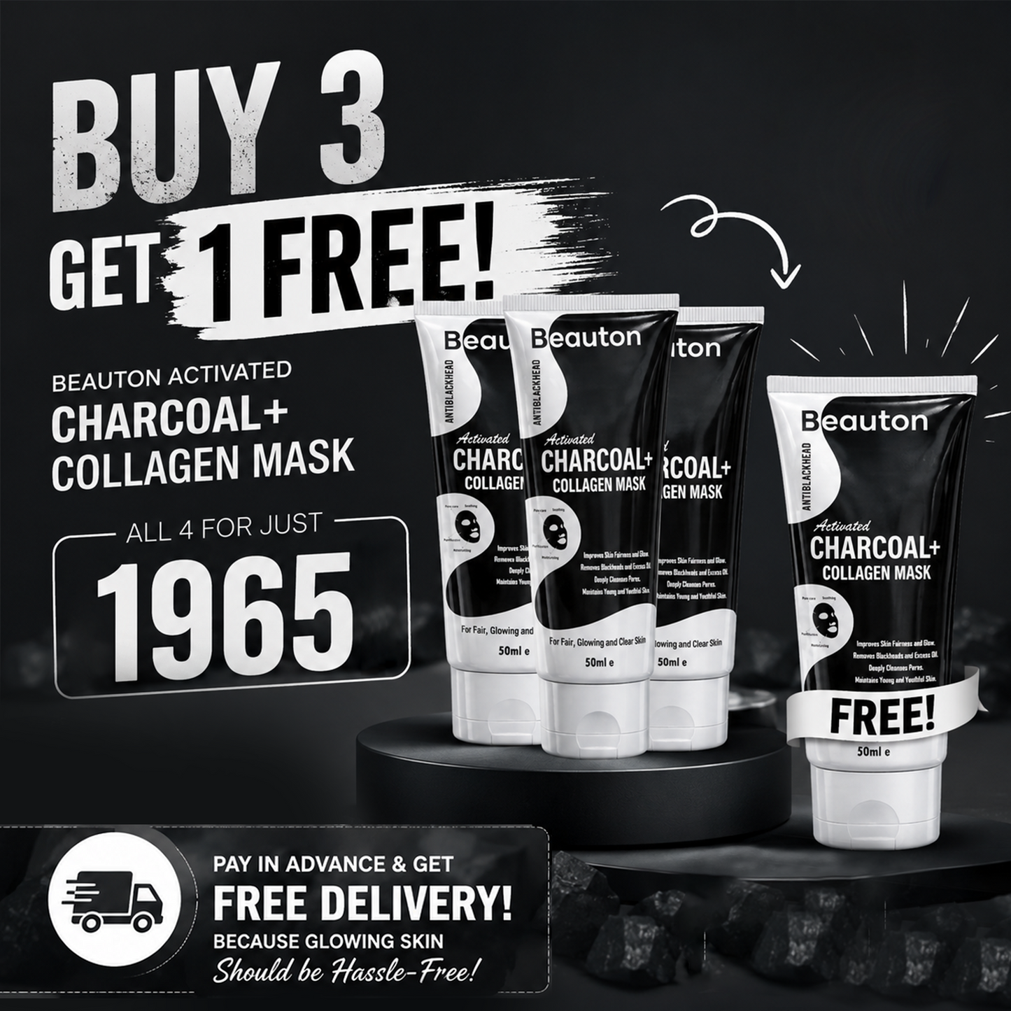 Beauton Activated Charcoal + collagen mask