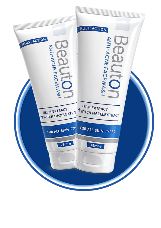 Incepta Pharma Beauton Anti-Acne Facewash in a white bottle with a flip-top cap, designed for clear skin.