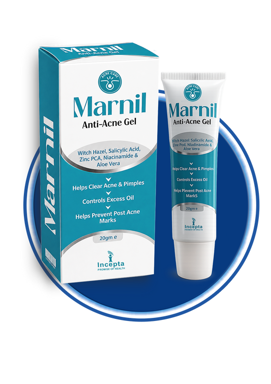 Marnil Anti-Acne Gel by Beauton Cosmetics, clear gel in a tube, designed to reduce acne and soothe skin.
