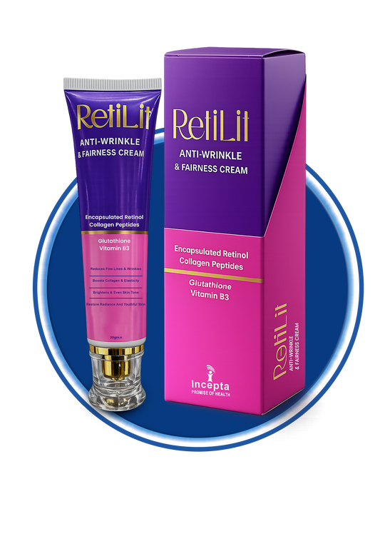 Beauton Cosmetics RetilLit Anti-Wrinkle and Fairness Cream in a round jar, showing the product's packaging and cream texture.