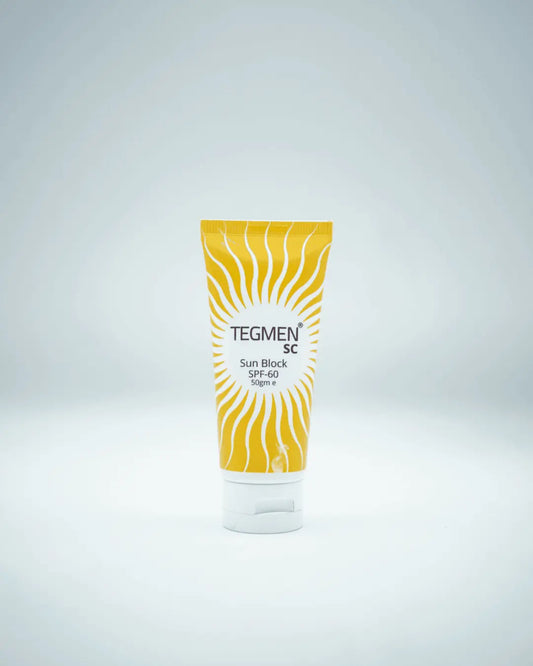Tegmen SC Sunscreen for oily and acne-prone skin with SPF 60, providing a long-lasting matte finish.